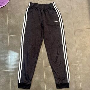 Adidas Boys Youth Large 14/16 Charcoal Gray/Black/White Jogger Track Pants